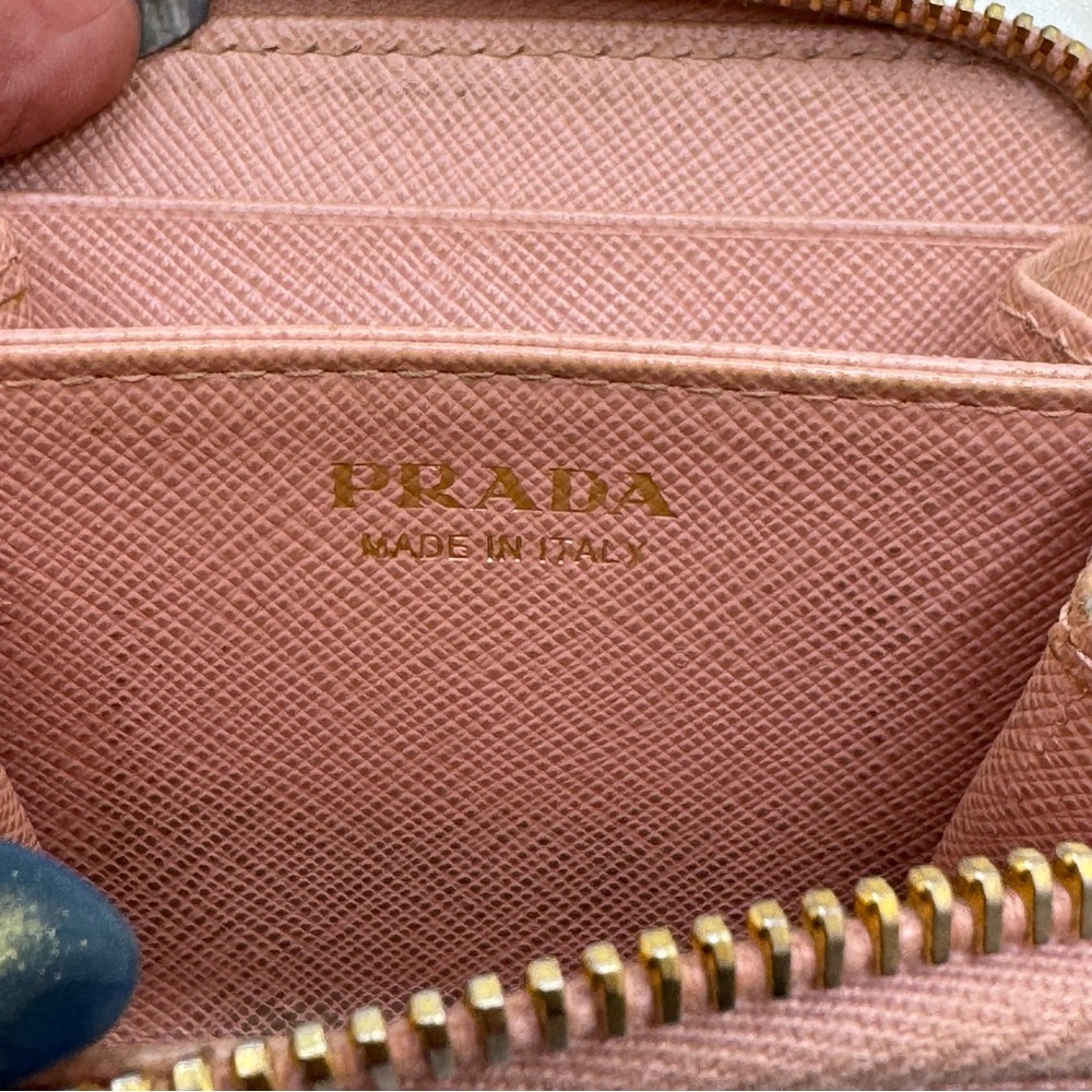 Prada Women's Blush Leather Compact Zippy Wallet - Picture 9 of 10